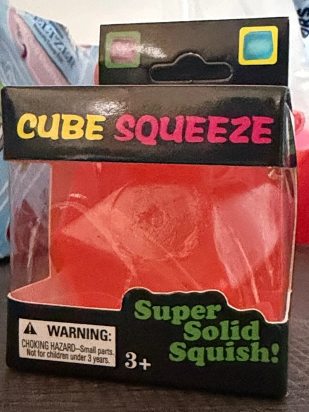 Cube Squeeze Red Stress Toy -  Needoh Super Solid Squish